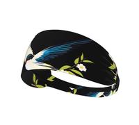 Bandeau de sport élastique avec fleurs BROLEO hirondelle sur une branche imprimée, doux, respirant, séchage rapide