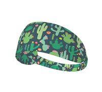 Bandeau de sport élastique avec imprimé cactus mignon sans couture avec bande élastique, parfait pour les casques, la course à pied, le cyclisme, la gym, les entraînements