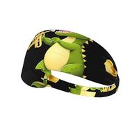 Bandeau de Sport élastique avec imprimé Dinosaure soufflant dans Une Trompette. Doux et Confortable, il évacue l'humidité et Convient pour Le Yoga et la Course à Pied.