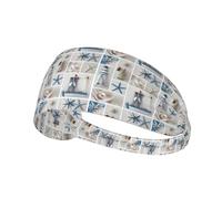 Bandeau de sport élastique avec imprimé étoile de mer et phare avec bande élastique, parfait pour les casques, la course à pied, le cyclisme, la gym, les entraînements