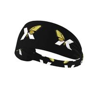 Bandeau de sport élastique avec lettres MJHKXLJ et papillons mélangés en un seul élasthanne imprimé, doux, respirant, séchage rapide