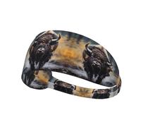 Bandeau de sport élastique Bison d'Amérique du Nord, unisexe, évacue l'humidité et élimine l'excès de sueur, adapté pour les sports tels que le football, la course à pied, le yoga, etc.