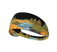 Bandeau de sport élastique BROLEO Fallen Leaves on the Creek Impression Séchage rapide Évacuation de l'humidité