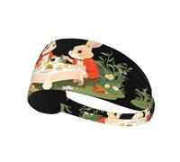 Bandeau de sport élastique BROLEO Little Rabbits having dinner in the garden Printing Quick Dry Moisture Moisture