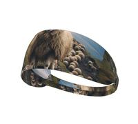 Bandeau de sport élastique BROLEO Little Sheep on the Hillside Imprime Doux, Respirant, Séchage Rapide