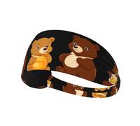 Bandeau de sport élastique BROLEO Trois petits ours mangeant du miel Imprimé doux, respirant, séchage rapide