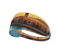 Bandeau de Sport Elastique Coucher de Soleil à Barcelone Imprimé Bandeau Sport Élastique pour Sport Voyage et Fitness Intérieur