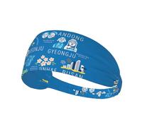 Bandeau de sport élastique double face avec impression de villes et monuments coréens, idéal comme cadeau pour les amis amateurs de sport, la famille