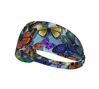 Bandeau de sport élastique double face imprimé papillon coloré dessiné à la main, idéal comme cadeau pour les amis amateurs de sport, la famille