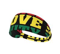 Bandeau de sport élastique double face imprimé Peace And Love University, unisexe, idéal comme cadeau pour les amis amateurs de sport, la famille