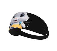 Bandeau de sport élastique HYTTER Little Grey Rabbit Fishing Picture Spandex, doux, respirant, séchage rapide