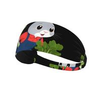 Bandeau de sport élastique HYTTER Little Grey Rabbit Plantation Radis Image Spandex doux, respirant, séchage rapide