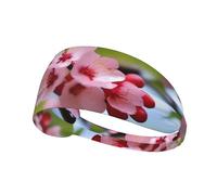 Bandeau de sport élastique HYTTER rouge fleur de cerisier en élasthanne, doux, respirant, séchage rapide