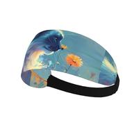 Bandeau de sport élastique HYTTER Spirit Cat renifle fleurs image Spandex doux, respirant, séchage rapide