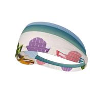 Bandeau de sport élastique imprimé « Chairs Beside The Blue Sea Sky » - Idéal pour la course à pied, le fitness, le tennis, le yoga