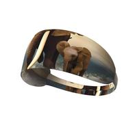 Bandeau de sport élastique imprimé éléphants et bébés éléphants au bord de la mer : bandeau élastique pour la course à pied, la gym, le cyclisme, le yoga, le fitness et les voyages