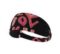 Bandeau de sport élastique imprimé lettres d'amour : bandeau élastique pour la course à pied, la gym, le cyclisme, le yoga, le fitness et les voyages