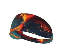Bandeau de sport élastique imprimé Phoenix orange rouge pour le sport, les voyages et le fitness en intérieur