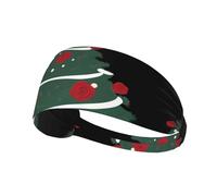 Bandeau de Sport élastique imprimé Sapin de Noël Rose, Doux et Confortable, Respirant, idéal pour Le Yoga et la Course à Pied.
