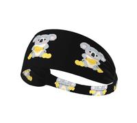 Bandeau de sport élastique JKIEGOQ Koala mangeant des chips de pommes de terre en élasthanne, doux, respirant, séchage rapide