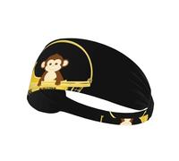Bandeau de sport élastique MJHKXLJ Little Monkey in The Shopping Basket Imprimé Spandex Doux, Respirant, Séchage Rapide