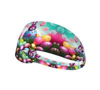 Bandeau de sport élastique MJHKXLJ Printemps Happy Easter Holiday Impression Spandex, doux, respirant, séchage rapide