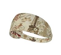 Bandeau de sport élastique Paris vintage imprimé carte postale bandeau de sport élastique adapté pour le sport, les voyages et le fitness en intérieur