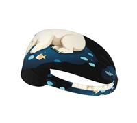 Bandeau de sport élastique pour cheveux YYHHAOFA ours polaire endormi avec impression de poissons, doux, respirant, séchage rapide
