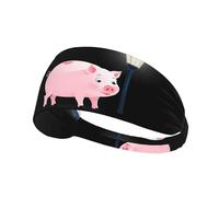 Bandeau de sport élastique pour cheveux YYHHAOFA Petit cochon rose sous la lumière de la rue Imprimé doux, respirant, séchage rapide