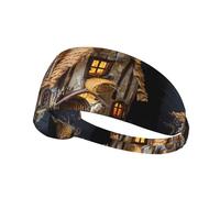 Bandeau de sport élastique pour cheveux YYHHAOFA Straw House modèle impression doux, respirant, séchage rapide
