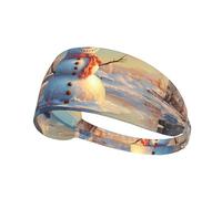 Bandeau de sport élastique pour cheveux YYHWHJDE Bonhomme de neige sur glace Imprimés Spandex doux, respirant, séchage rapide