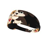 Bandeau de sport élastique pour cheveux YYHWHJDE Chiot amoureux en élasthanne, doux, respirant, séchage rapide