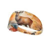 Bandeau de sport élastique pour cheveux YYHWHJDE Deer by the River Motif doux, respirant, séchage rapide