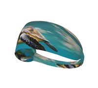 Bandeau de sport élastique pour cheveux YYHWHJDE Palmiers et tortues de mer Plongée sous-marine Motif doux, respirant, séchage rapide