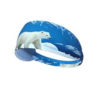 Bandeau de sport élastique pour cheveux YYHWHJDE Snowy Mountain Ours polaire doux respirant Séchage rapide