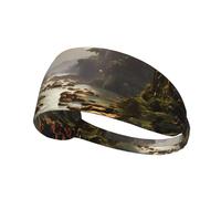 Bandeau de sport élastique pour femme et homme Motif montagnes et rivières YYHHAOFA