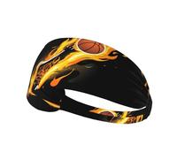 Bandeau de sport élastique pour femme et homme Motif YYHHAOFA Basketball on Fire