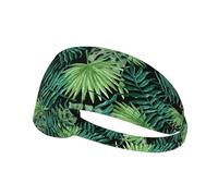 Bandeau de sport élastique transparent avec motif feuilles de palmier avec bande élastique Idéal pour les casques de course à pied, cyclisme, gym, entraînement