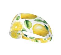 Bandeau de sport élastique WHJSHOP dessiné à la main avec tampon de citron, élasthanne, doux, respirant, séchage rapide