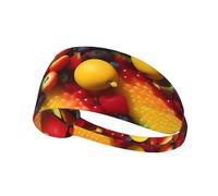 Bandeau de sport élastique WHJSHOP Fruit Rainbow Stamp Spandex, doux, respirant, séchage rapide