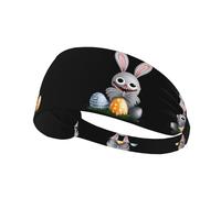 Bandeau de sport élastique WHJSHOP Le Petit Lapin Recherche Œufs de Pâques Tampon Spandex Doux, Respirant, Séchage Rapide