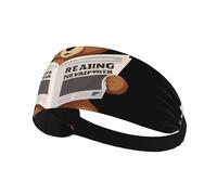 Bandeau de sport élastique XBKGOHA Petit ours lisant journal imprimé doux, respirant, séchage rapide