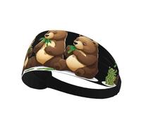 Bandeau de sport élastique XBKGOHA Trois petits ours mangeant du bambou imprimé doux, respirant, séchage rapide