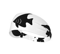 Bandeau de sport élastique YYHHAOFA noir et blanc motif poisson bande athlétique pour femmes et hommes