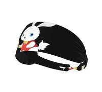 Bandeau de sport élastique YYHHAOFA Petit lapin blanc regardant dans le miroir Impression doux, respirant, séchage rapide