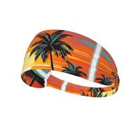 Bandeau de sport élastique YYHHAOFA Tropical Beach Palm Tree Sunset Impression Doux Respirant Séchage rapide
