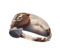 Bandeau de sport élastique YYHWHJDE Agneau avec un lion sur les nuages Image doux, respirant, séchage rapide