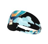 Bandeau de sport élastique YYHWHJDE Alpaga dans une image de montgolfière, séchage rapide, évacuation de l'humidité