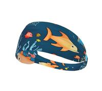 Bandeau de sport élastique YYHWHJDE bleu monde sous-marin de poissons image doux, respirant, séchage rapide