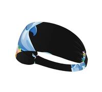 Bandeau de sport élastique YYHWHJDE Dauphin assis sur une photo de fleurs, séchage rapide, évacuation de l'humidité